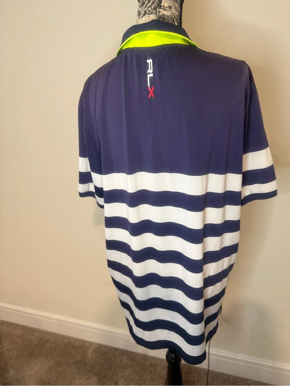 Ralph Lauren RLX Navy Polo with Neon Yellow Trim